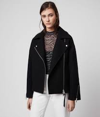Allsaints Ca Womens Paxton Wool Biker Jacket Black Biker Jacket Jackets Women S Coats Jackets