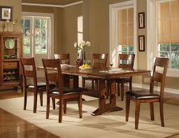 7 Pc Country Dark Oak Wood Dining Set Leaf Table Chairs Leather Seat Dining Room Design Oak Dining Table Dining Room Sets