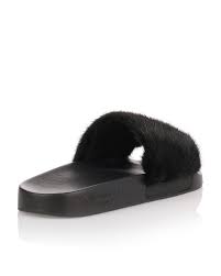 Givenchy Fur Black Mink Slide Sandal Us Save 77 Lyst
