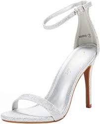 Sz 6 | 90s no boundaries silver gray satin fabric round toe strappy flared heel slingback mary jane sandals shoes heels 36 37. Amazon Com Silver Strappy Heels
