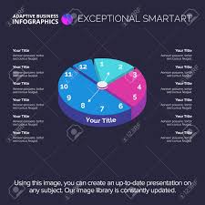 pie graph with clock element of presentation circle diagram