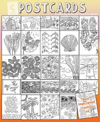 The pages are both advanced and easy illustrations to color. Adult Coloring Book And Postcards 25 Scenic World Colouring Pages Postcards Coloring Book For Adults Printable Version By Moms Crafters Catch My Party