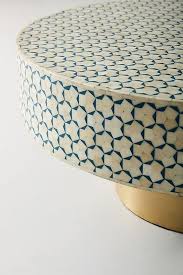 Bone Inlay Egypt Coffee Table In Teal Blue Bone Inlay Coffee Table In 2020 Tiled Coffee Table Morrocan Decor Unique Coffee Table