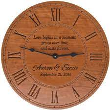 Love Begins In A Moment Round Cherry Finish Wall By Azaregifts 55 00 Personalized Wall Clock Clock Wall Clock