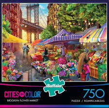 Buffalo 750 piece jigsaw puzzles. Buffalo Games Cities In Color Brooklyn Flower Market 750 Piece J I Love Puzzles