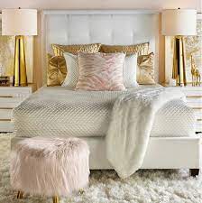 The concept of these bedroom designs is to keep the décor items modern while perfectly blending the golden shade along. Glamorous Bedroom With Pink And Gold Details Gold Bedroom Decor Rose Gold Bedroom Gold Bedroom