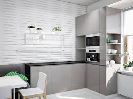 white kitchen gray units black