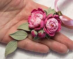 Pink Peony Flowers Necklace Pink Peony Pendant Necklace Polymer Clay Flower Jewelry Polymer Clay Flowers Polymer Clay Jewelry