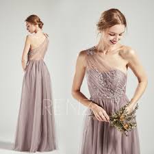 Bridesmaid Dress Mauve Tulle One Shoulder Wedding Dress Etsy Beaded Bridesmaid Dress Mauve Bridesmaid Dress Party Dress Long