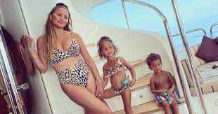 The chrissyteigen community on reddit. Chrissy Teigen And Luna Wearing Animal Print Bikinis Popsugar Fashion