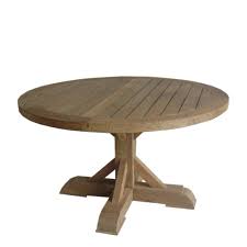 This dining table is made of solid reclaimed wood, which has the characteristics of different woods like mahogany, teak, mango wood, acacia, etc. Xena Reclaimed Teak Outdoor Dining Table Outdoor Round Dining Table