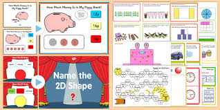 This money game has varying levels of difficulty; Interactive Maths Learning Games Ks1 Resource Pack