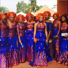 Cobalt Blue And Burnt Orange Bridesmaids African Fashion African Attire African Clothing
