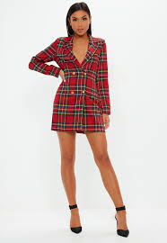 Red Plaid Blazer Dress Missguided Plaid Jacket Women Blazer Jackets For Women Blazer Dress