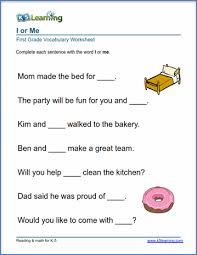 Your students will answer different questions about themselves on this fun, colorful worksheet. I Or Me In Sentences K5 Learning