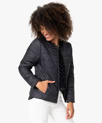 Noir matelassée 2 poches latérales fermeture à zip elastique aux poignets et à la taille composition: Doudounes Femme Pas Cheres Gemo