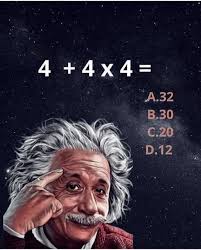 4+4x4= 4 А.32 В.30 C.20 D.12