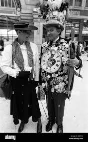 Fashion At Royal Ascot June 1987 Man Wearing A Large Clock Around His Neck Featuring The Prince And Princess Of Wales Stock Photo Alamy