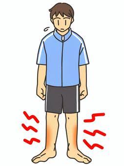 足のすねが痛い人 男性 全身 ジャージイラスト - No: 22548252｜無料イラスト・フリー素材なら「イラストAC」