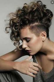 Curly Top Shaved Sides Half Shaved Hair Short Curly Hairstyles For Women Curly Mohawk Hairstyles