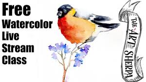 Live Streaming Watercolor Class Funny Fall Bird On Twig Theartsherpa Watercolor Class The Art Sherpa Watercolor