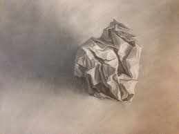 Study Of Crumpled Paper Graphite On Paper By Dawna Chung Crumpled Paper Paper Drawing Drawing Examples