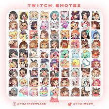 Twitch Bits To Usd Thaimoon Emotes In 2020 Anime Chibi Emoji Stickers Discord Emotes