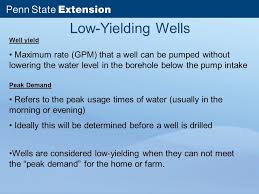 Maybe you would like to learn more about one of these? Household Water Conservation Low Yielding Wells Well Yield Maximum Rate Gpm That A Well Can Be Pumped Without Lowering The Water Level In The Borehole Ppt Download