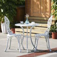 White Ikayaa 3pcs Modern Outdoor Patio Bistro Set Aluminum Porch Balcony Garden Table Chairs Set Garden Table And Chairs Modern Outdoor Patio Garden Table