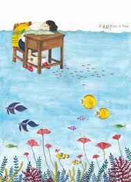 wu yi ting 無疑亭 蓄水池男孩the boy who has an ocean in his arm art painting illustration