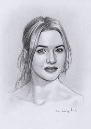 Kate Winslet Celebrity Drawings Black And White Drawing Kate Winslet
