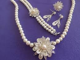 Incili Telkari Kolye Telkari Jewelry Set With Pearls Gumus Kolyeler Inciler