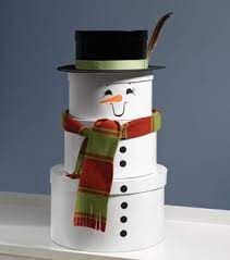 Stacked Hat Box Snowman Snowman Gift Tower Unique Gift Wrapping Christmas Christmas Gift Box