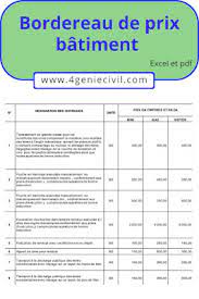 Bordereau De Prix Batiment Gratuit - Exemple Bpu Btp Cours Genie Civil - Outils Livres Exercices Et Videos