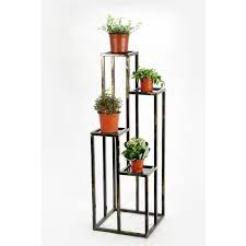 Ore International 47 25 In 4 Tier Black Gold Cast Metal Plant Stand Lb 1713 The Home Depot Iron Plant Stand Metal Plant Stand Plant Stand