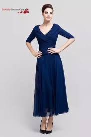 Long Navy Blue Formal Mother Of The Bride Dresses With Sleeves 2015 A Line Ankle Length C In 2020 Buy Evening Dress Chiffon Evening Dresses Mother Of The Bride Dresses