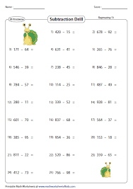 Subtraction Drill Horizontal Subtraction With Regrouping Subtraction Worksheets Subtraction Timed Subtraction
