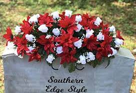 All fresh balsam blankets are 3 ft by 5 ft. Amazon Com Christmas Headstone Saddle Cemetery Flowers Christmas Cemetery Saddle Headstone Saddle Poinsettia White Rose Buds Handmade