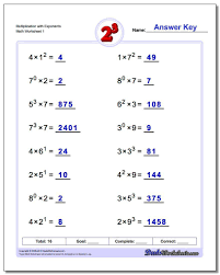 Practice exponents worksheets mixing exponents with simple multiplication. Our Exponents Worksheets Provide Practice That Reinforces The Properties Of Exponents Including The Bas Exponent Worksheets Algebra Worksheets Math Worksheets