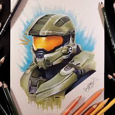 In the lesson you will be drawing halo's helmet from two different perspectives, side view, and front view. Master Chief Drawing I Made A While Ago Halo