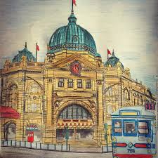 Ellie On Instagram Flinders Street Station Melbourne Victoria Australia Fantasticcities Fanta Fantastic Cities Coloring Book Line Artwork Steve Mcdonald