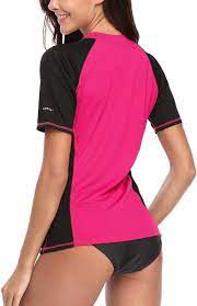 Charmo Women S Short Sleeve Rash Guard Swim Shirt Swimwear Upf 50 Rashguard Top Walmart Com Swim Shirts Womens Shorts Rash Guard Top