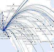 United Airlines route map - North America from San Francisco