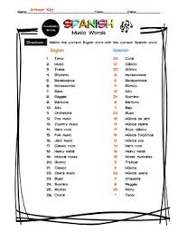 Maybe you would like to learn more about one of these? Spanish Music Words Vocabulary Matching Worksheet Answer Key Tpt