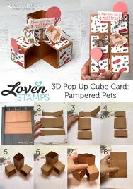 Once the whole thing is cut out, you will be able to fold and then secure the right places to form a cube. Pampered Pets Cards That Move How To Make A Triple Cube Pop Up Card Lovenstamps Pop Up Card Templates Pop Up Box Cards Fun Fold Cards