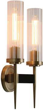 Permo Vintage Bronze Antique Single Wall Sconce Lighting Fixture With 2 8 Cylindrical Clear Glass S Sconce Light Fixtures Wall Sconce Lighting Sconce Lighting