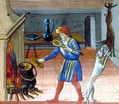 Cooking Over The Hearth The Carcass Of A Rabbit Is Hanging From A Hook On The Wall Barthelemy L Anglais Art Medieval Enluminure Moyen Age Cuisine Medievale