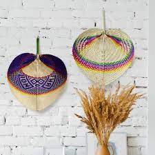 Bohemian wall hangings ukee washington. Bamboo Hand Fan And Boho Woven Decor Wall Pediment Beautiful Art For A Made Terra