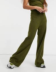 Mix & match styles for your team. Asos Design Set Knit Wide Leg Pants In Khaki Asos
