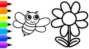 Thanks for watching our channel. How To Draw Bee Flower Coloring Bee Flower Video For Kids Learn Bee On Flower Draw Bee How To Draw Bee